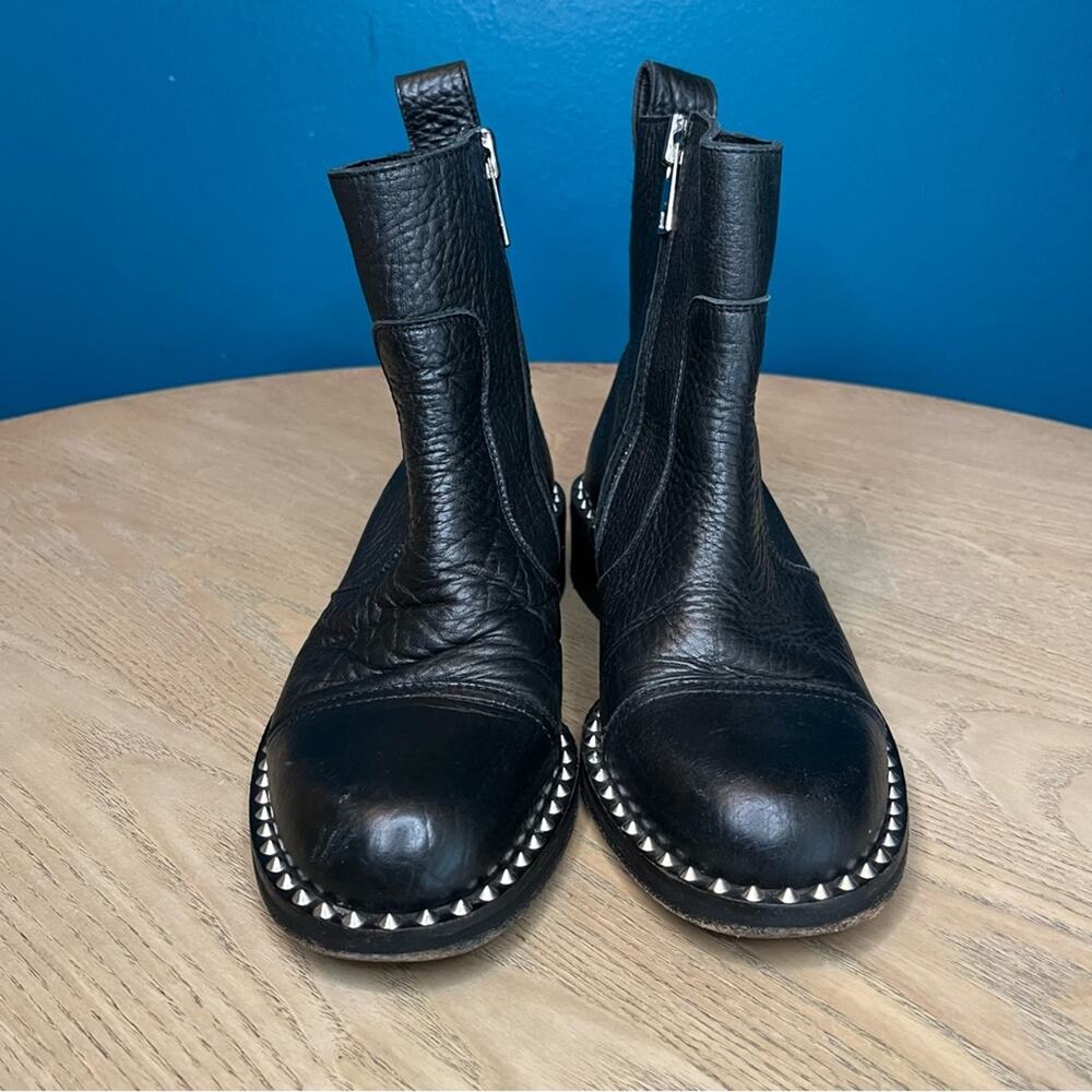 Zadig & Voltaire Empress Clous Round Toe Leather Black Studded Boots Size 37 - Picture 5 of 10